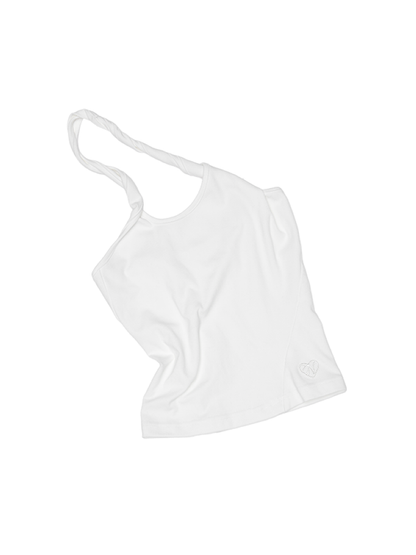 Slant U Neck Button Knot Solid Color Camisole【s0000012394】
