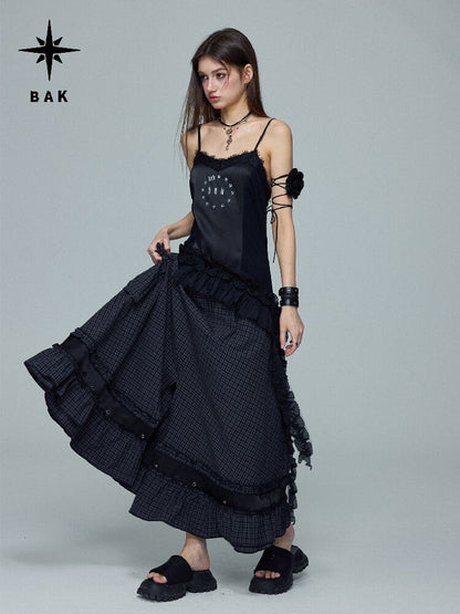 Plaid Patchwork Star Print Dress【s0000016686】