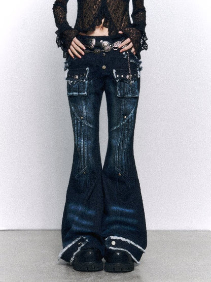 Vintage Washed Denim Bootcut Pants【s0000015962】