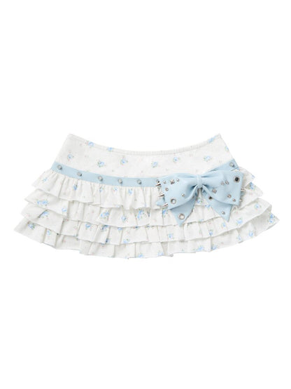 Rivet Bow Floral Cake Skirt【s0000016492】