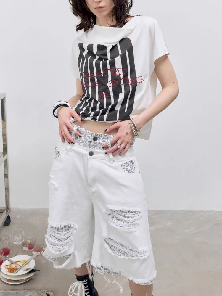 Printed and embroidered Irregular T-shirt【s0000012414】