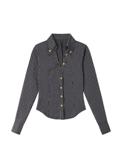 Low-cut gold button-down shirt【s0000012684】