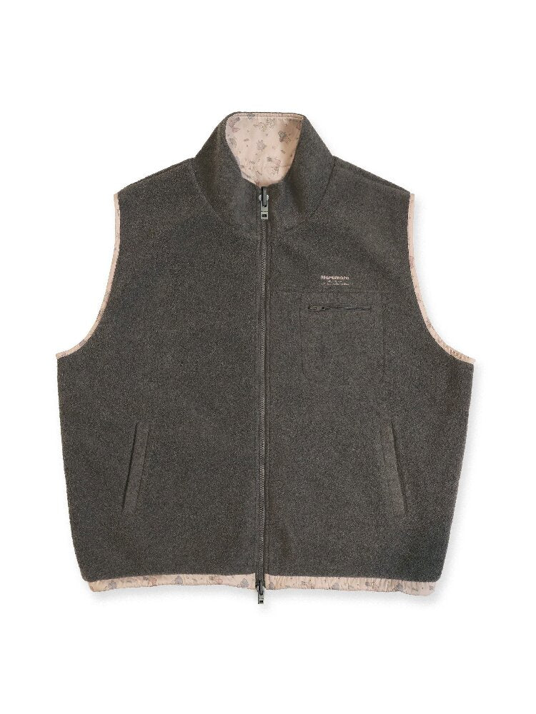 Panelled Printed Fleece Loose Vest【s0000016069】