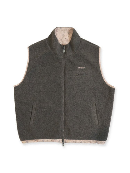 Panelled Printed Fleece Loose Vest【s0000016069】
