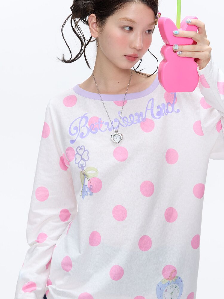 Polka Dot Stripe Long Sleeve Top【s0000016397】