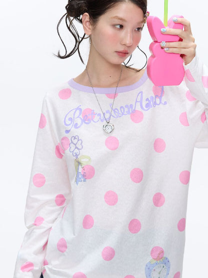 Polka Dot Stripe Long Sleeve Top【s0000016397】
