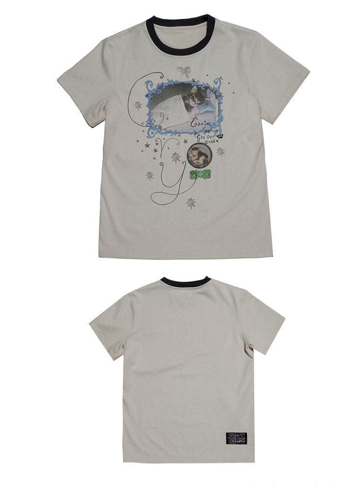 Cute Printed Short Sleeve Loose T-Shirt【s0000013510】