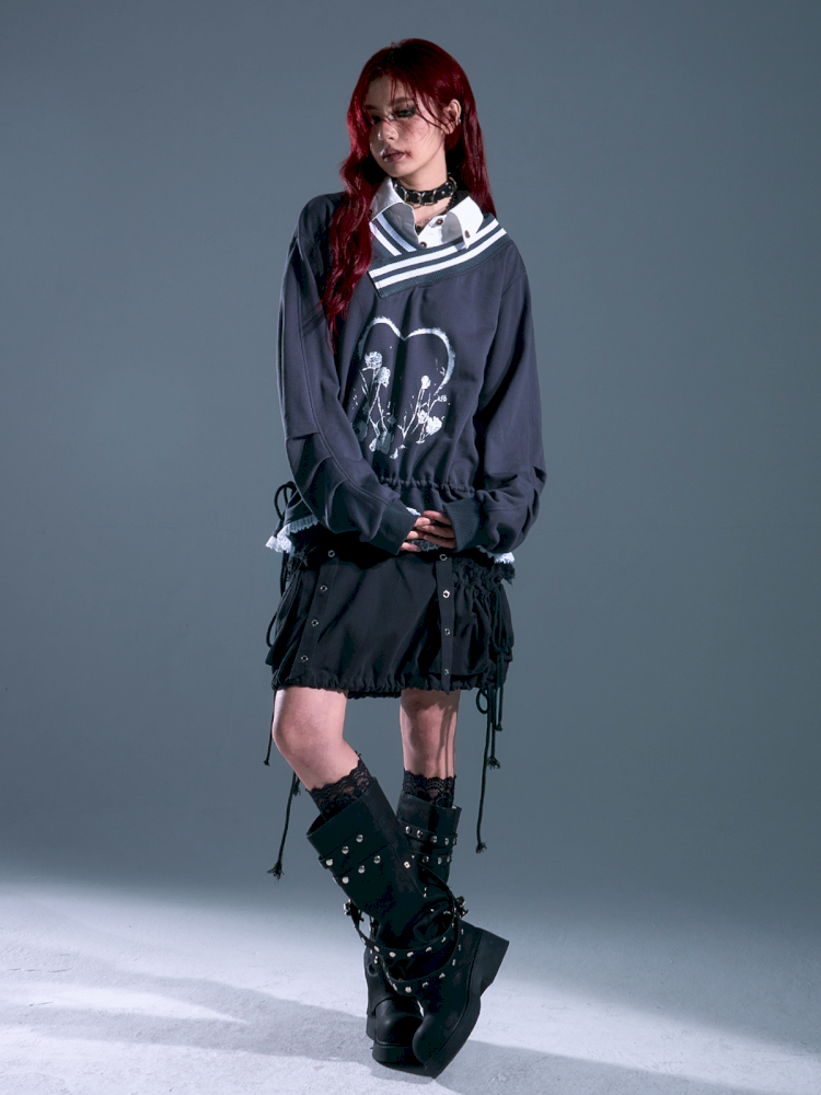 Drawstring Oversized Hoodie Top【s0000013912】