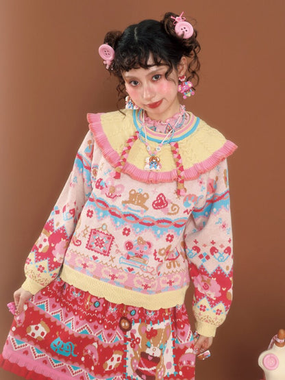 Gouache Contrast Knit Pullover【s0000015592】