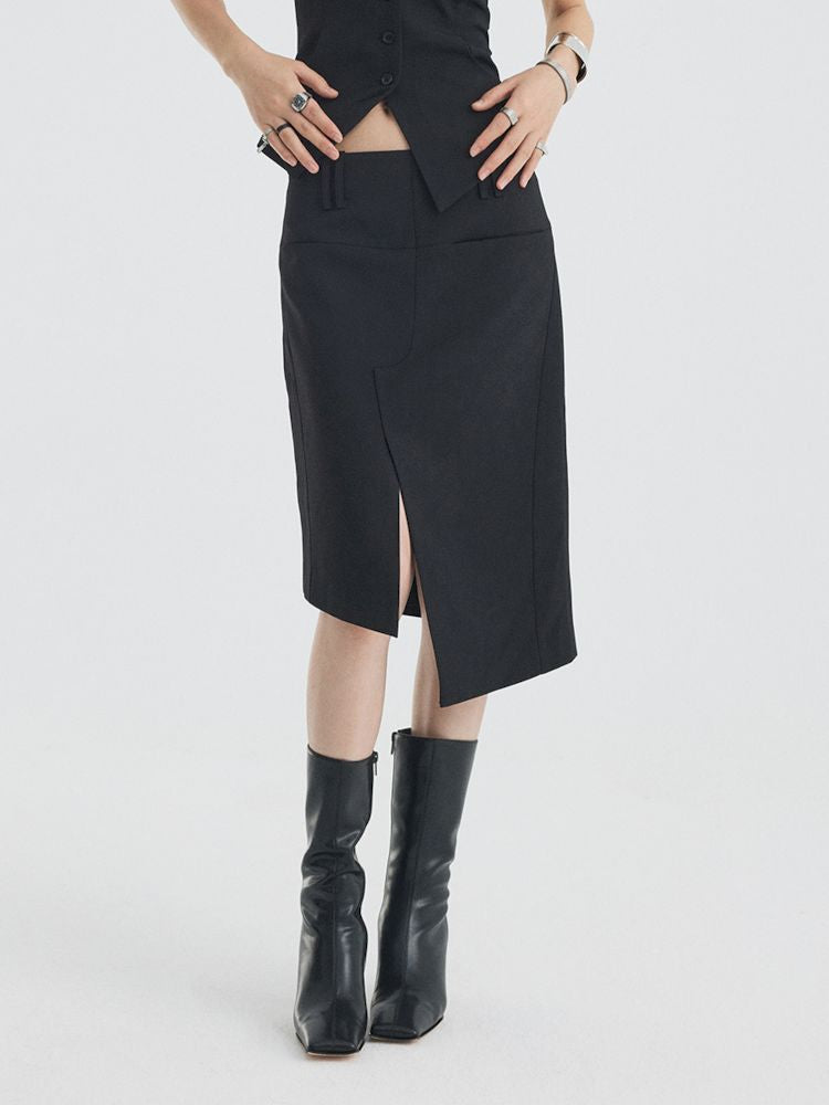 Asymmetric Slit Hem Suit【s0000007346】
