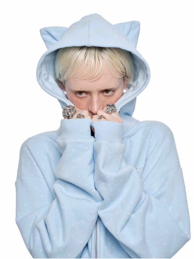 Cat Ears Hooded Cardigan Sweatshirt【s0000011580】