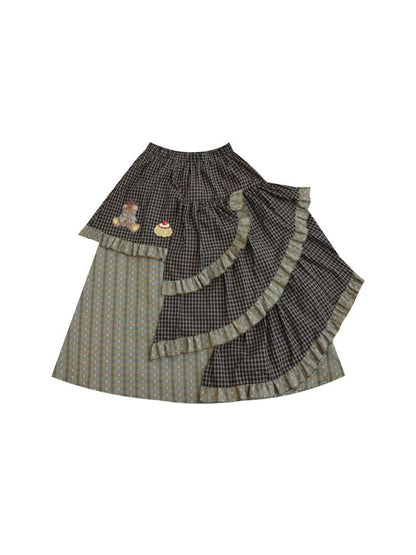 Vintage Girl Dark Green Plaid Cake Skirt【s0000014844】