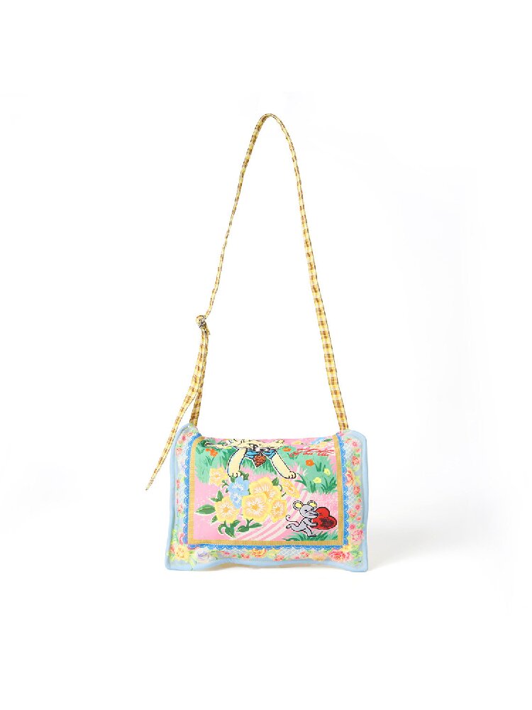Yellow Plaid Handkerchief Kitten Crossbody Bag【s0000019248】