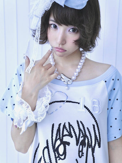 Blue White Pixel Pleated Dress【s0000016546】