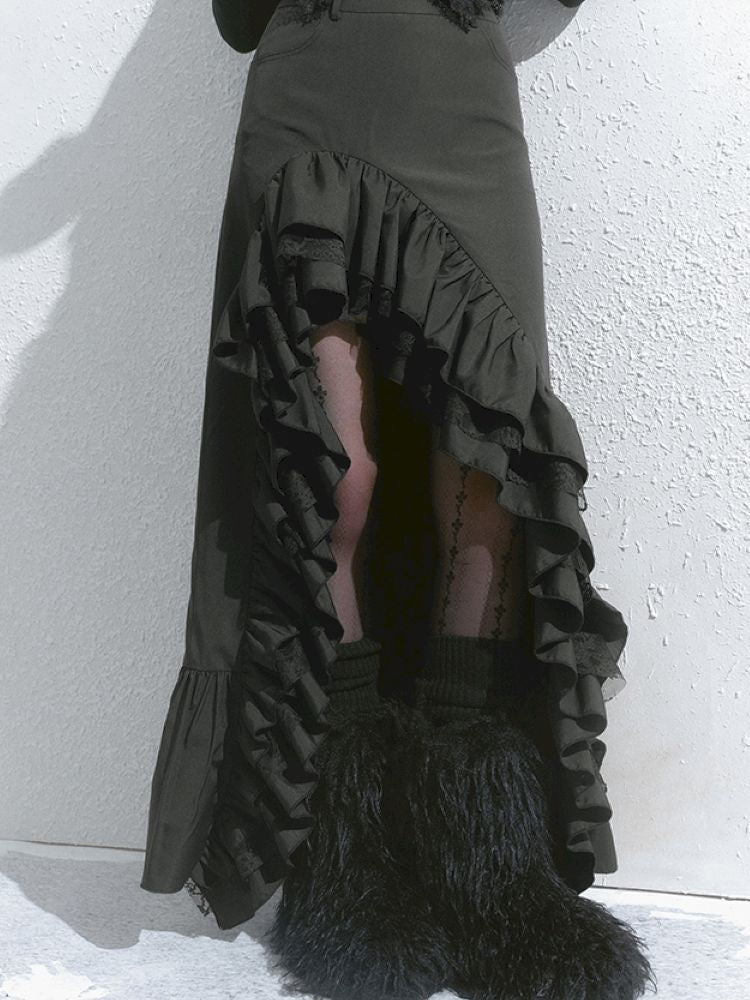 Irregular ruffled half-body skirt【s0000013746】