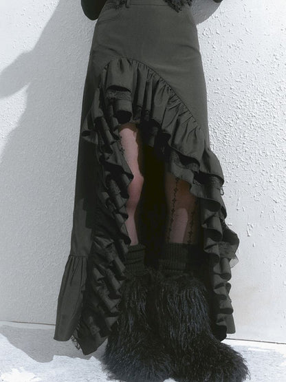 Irregular ruffled half-body skirt【s0000013746】