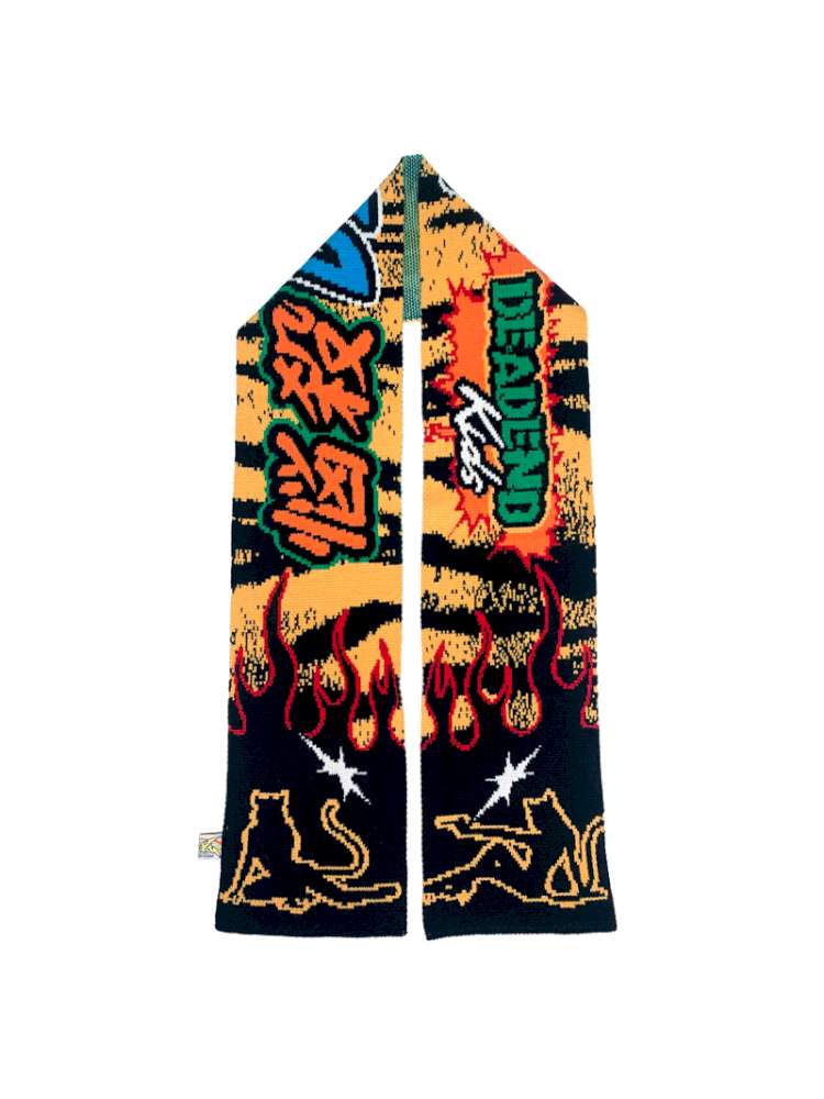Tiger Print Knitted Scarf Contrast Y2K Trend【s0000014916】
