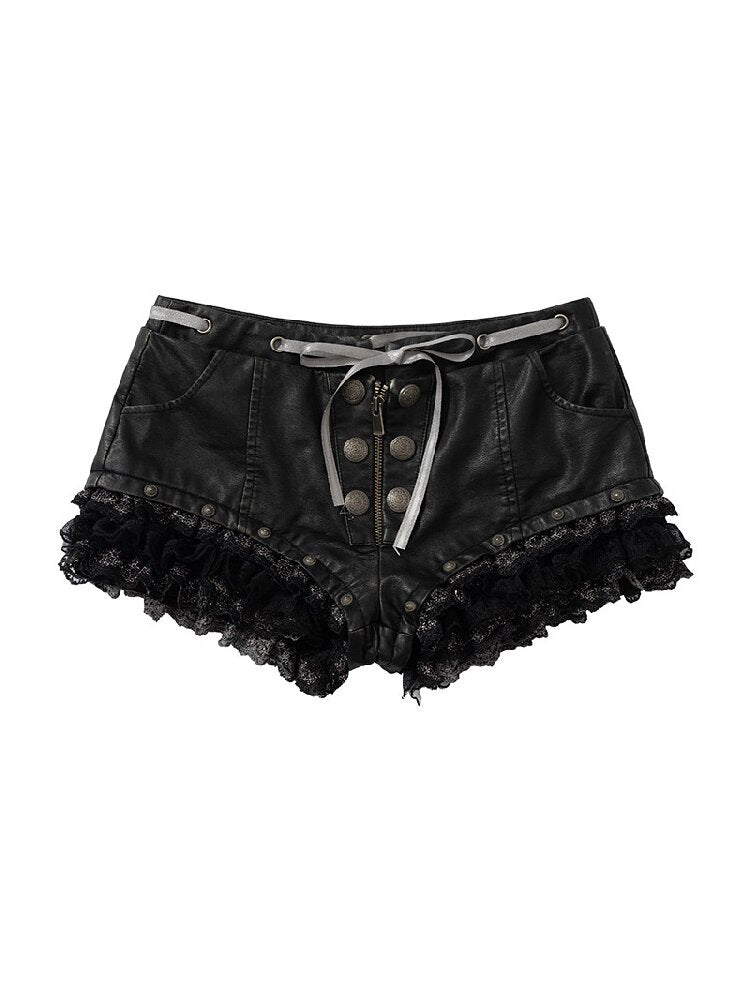 Vintage Court Lace Leather Shorts【s0000017862】