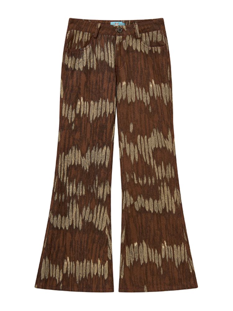 Retro Printed Bell-Bottom Pants【s0000012952】