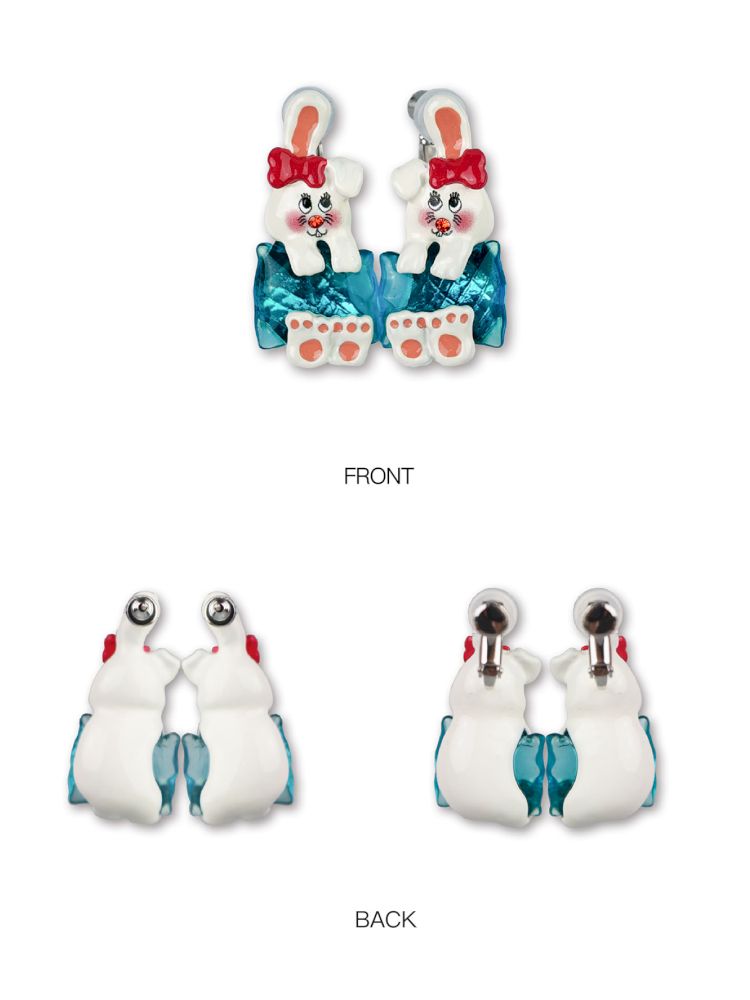 Transparent Pillow Bunny Earrings【s0000013922】
