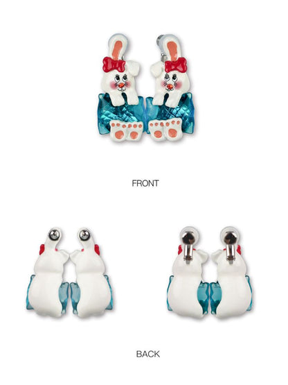Transparent Pillow Bunny Earrings【s0000013922】