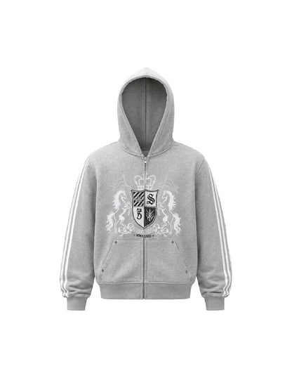 Striped Embroidered Zipper Hoodie【s0000018570】
