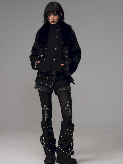 Dark Wool Double-Breasted Coat【s0000014451】