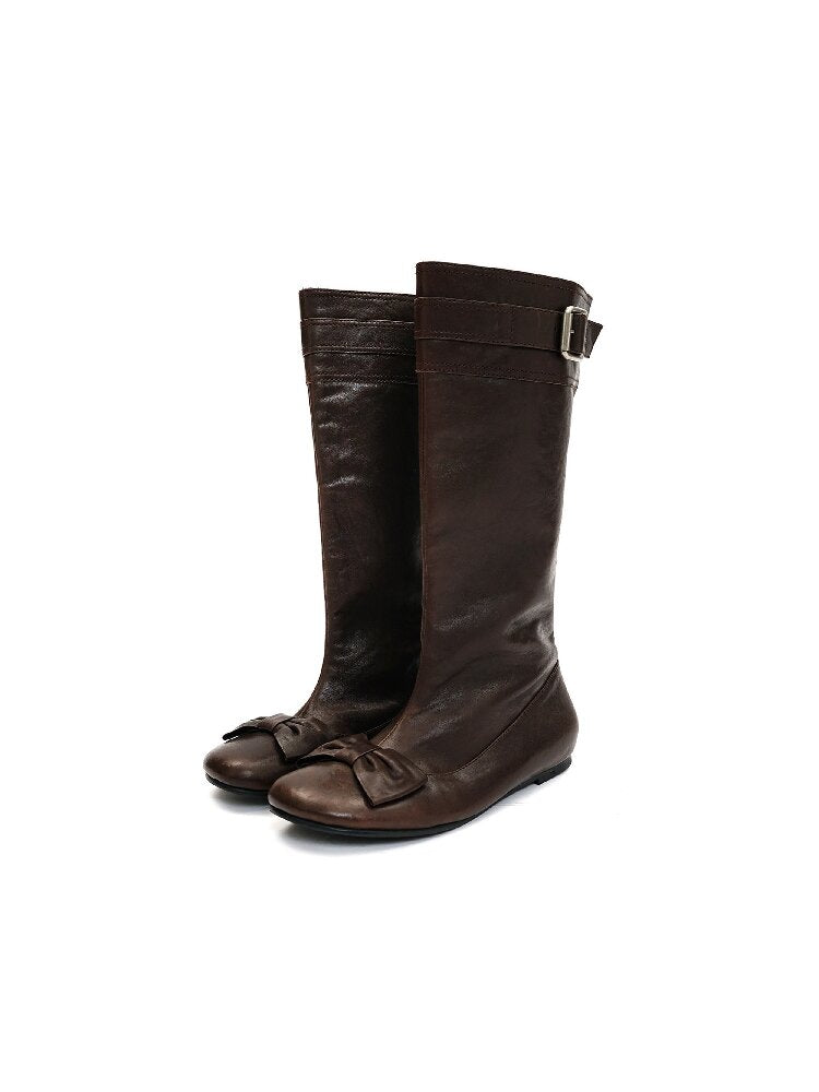 Oil Wax Cowhide Butterfly Boots【s0000016081】