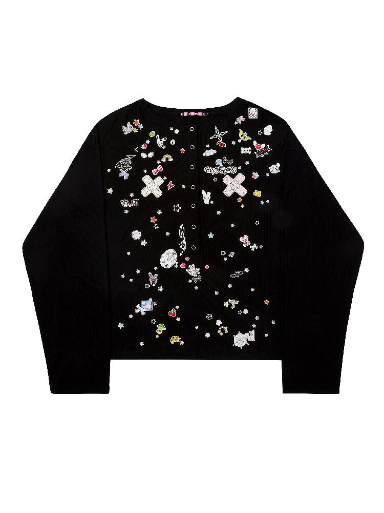 Sticker Print Open Front Top【s0000018734】