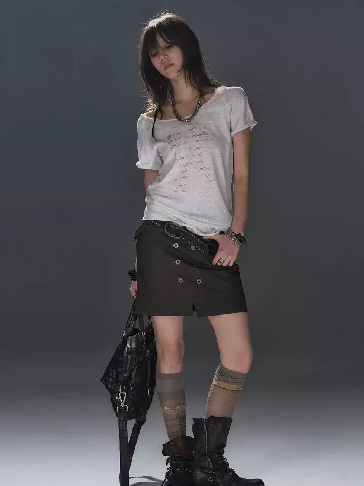 Polarized Fabric Straight Skirt【s0000016239】