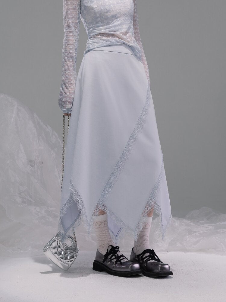 Flowing Shadow Gray Lace Skirt【s0000015734】
