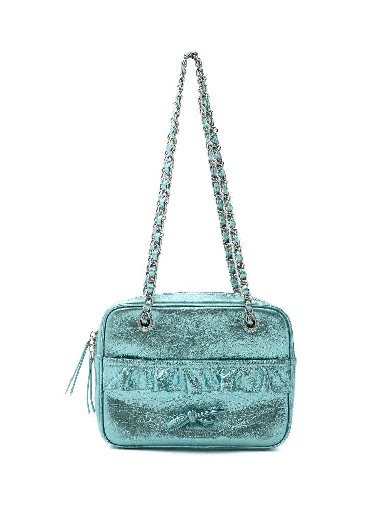 Cowhide Chain Lace Square Bag【s0000016414】