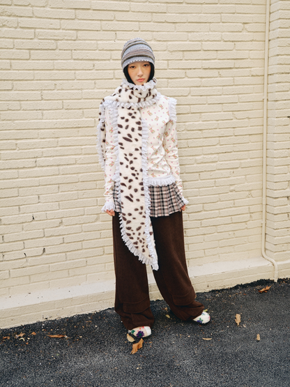 Furry Patterned Faux Fur Lace Scarf【s0000018689】