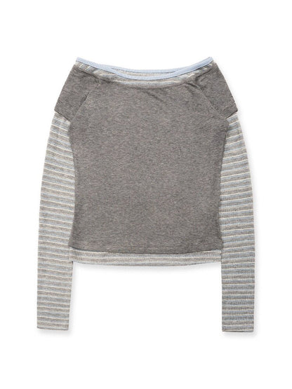 Tencel Wool Stripe Contrast T-Shirt【s0000016417】