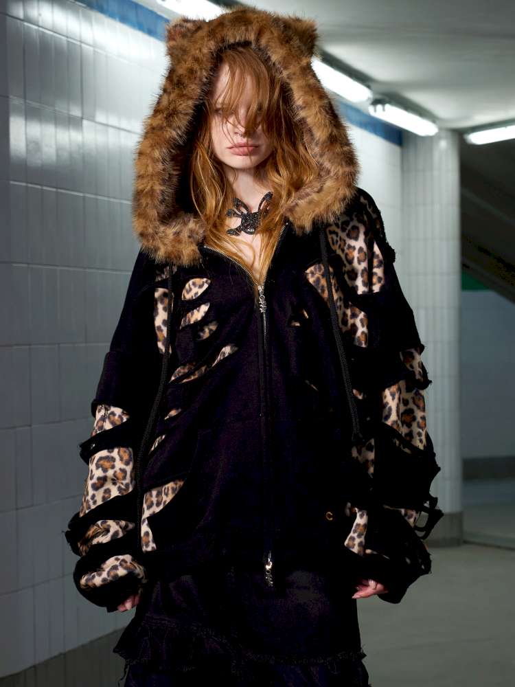 Leopard Print Rip Double Sweatshirt【s0000014646】