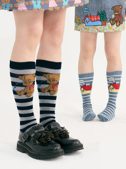 Striped Bear Little House Socks【s0000018722】