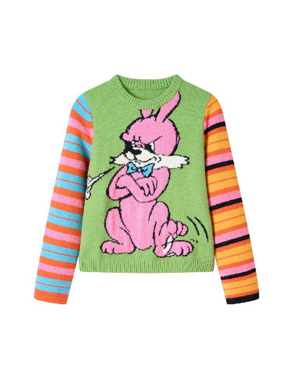 Colorful Asymmetrical Striped Knit Sweater【s0000019251】