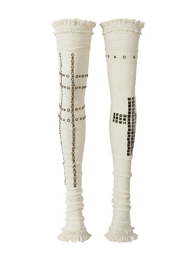 Lace Rhinestone Knit Leg Covers【s0000019164】