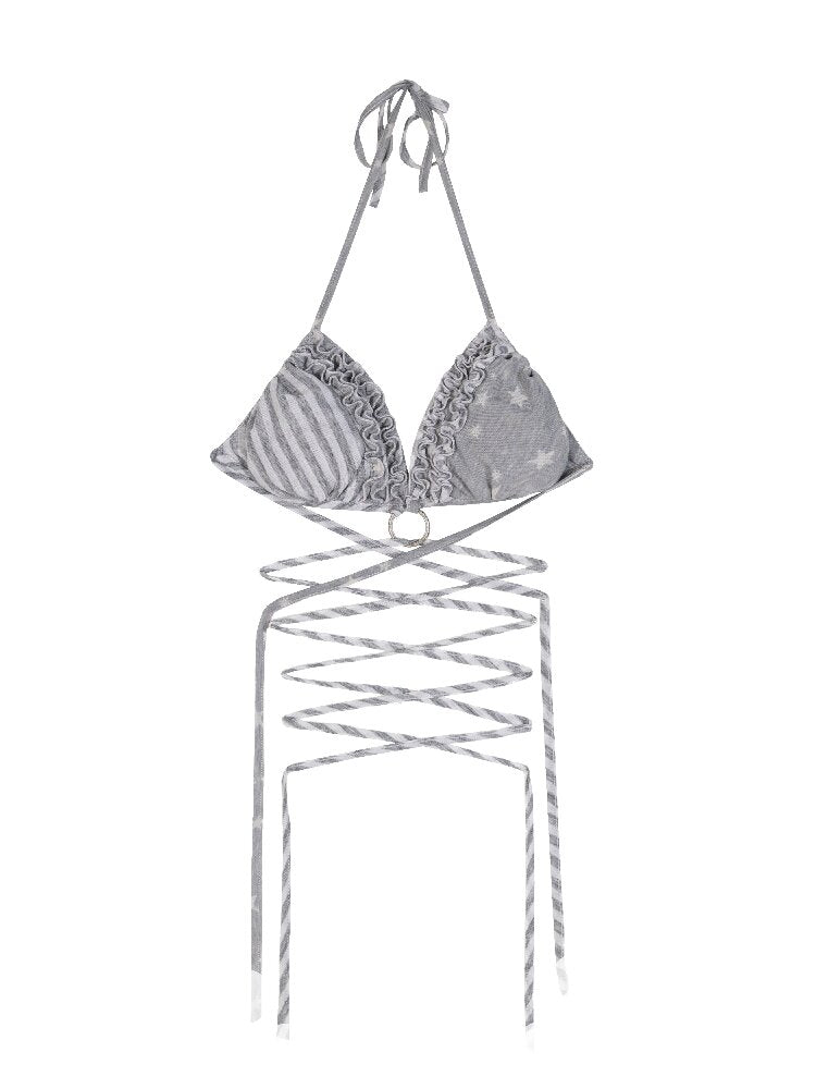 Ruffle Contrast Punk Street Bikini【s0000016930】