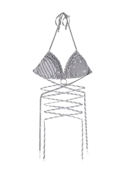 Ruffle Contrast Punk Street Bikini【s0000016930】