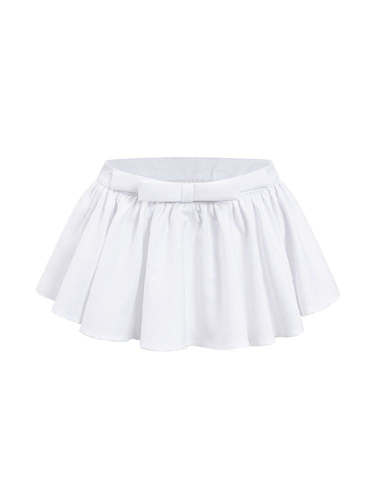 White Glossy Satin Short Skirt Pants【s0000011960】