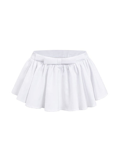 White Glossy Satin Short Skirt Pants【s0000011960】
