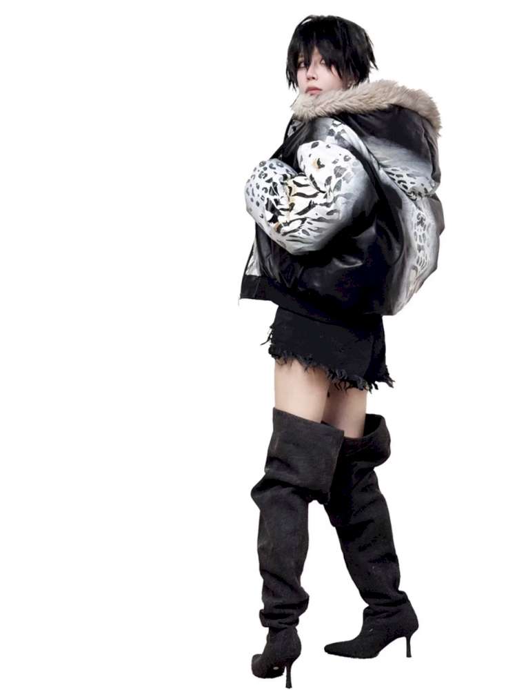 Gradient Cotton Hooded Leopard Jacket【s0000014863】