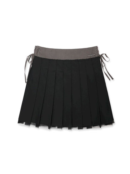 Hem Layered Mesh Pleated Skirt【s0000013431】