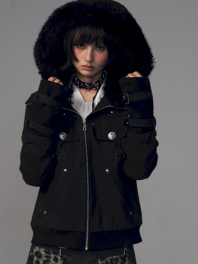 Vintage Sand Wash Detachable Hood Jacket【s0000014703】