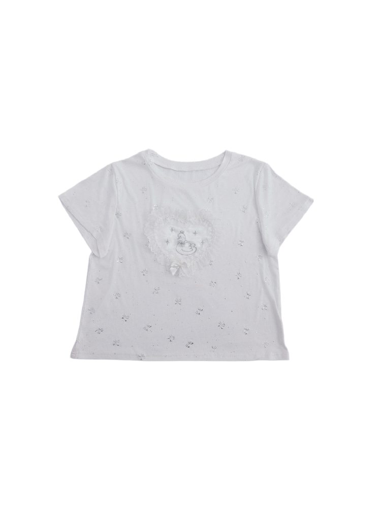 Silver Foil Trim Ballet Bear Shirt【s0000017484】