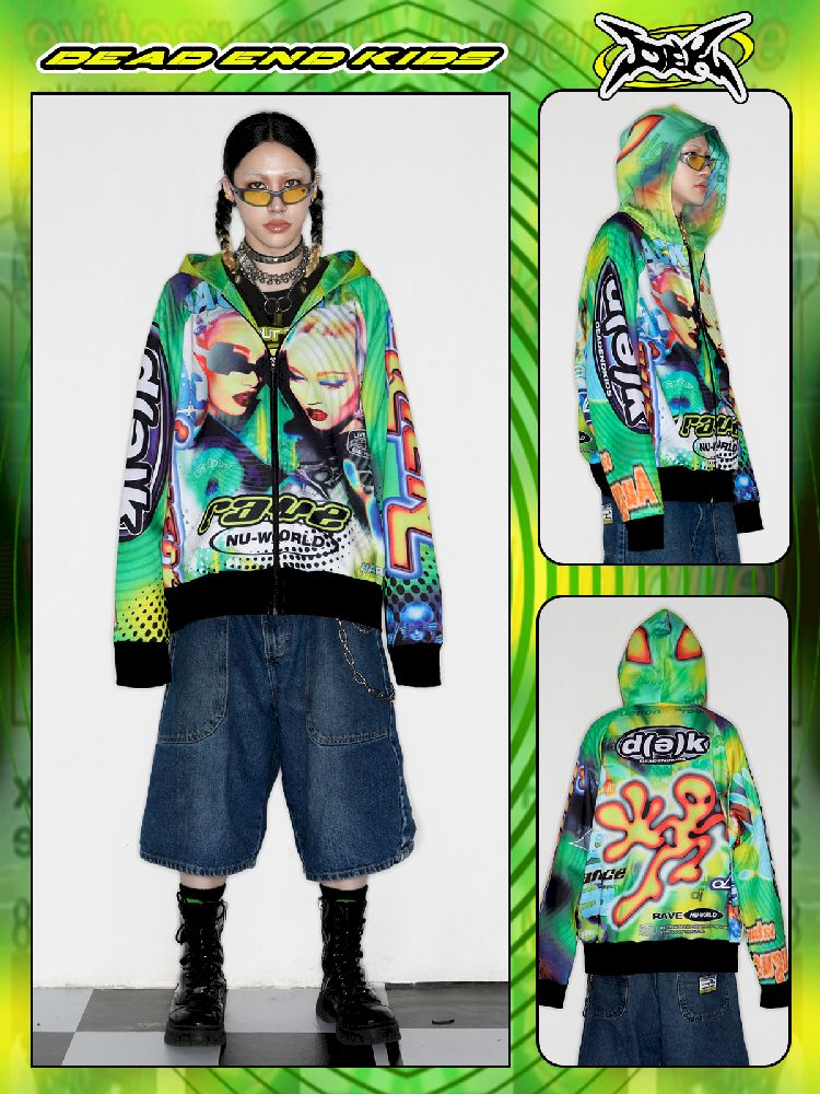 Retro Street Alien Loose Hooded Jacket [S0000010269]