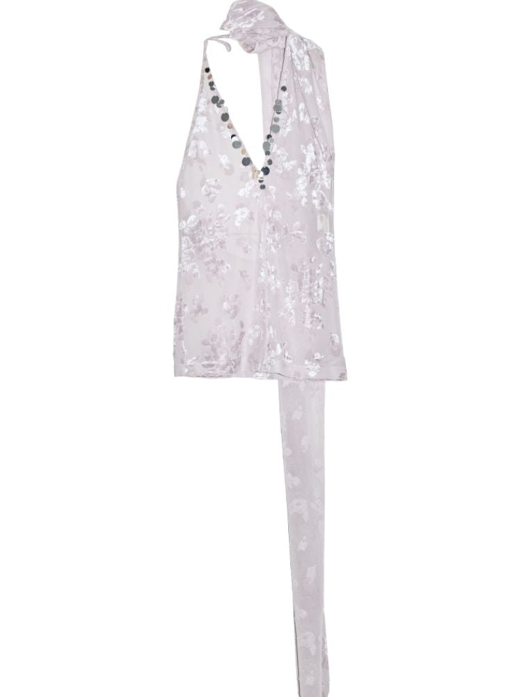 Asymmetric Velvet Jacquard Scarf Ves【s0000013207】