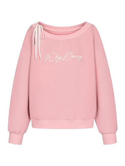 Lace Ribbon Sweatshirt Raglan Top【s0000011980】