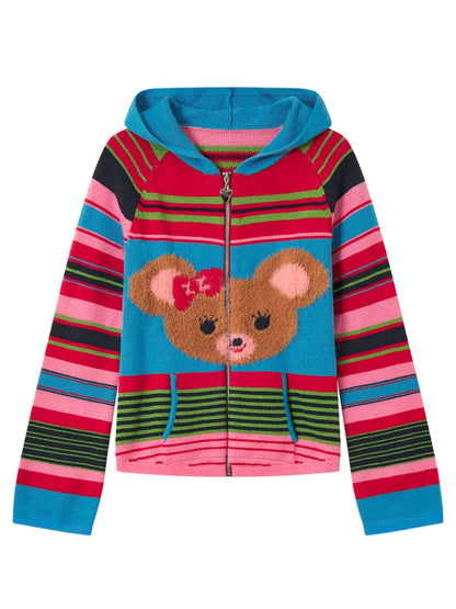 Bear Knit Long-Sleeve Hooded Cardigan【s0000014139】